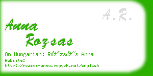 anna rozsas business card